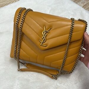 Saint Laurent Calfskin Quilted Loulou Small Shoulder Bag.